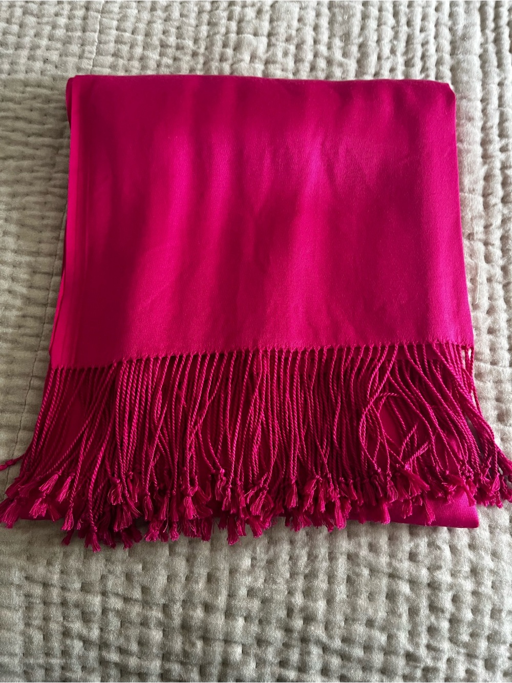 Bright Pink Fringe Wrap Scarf for Women
